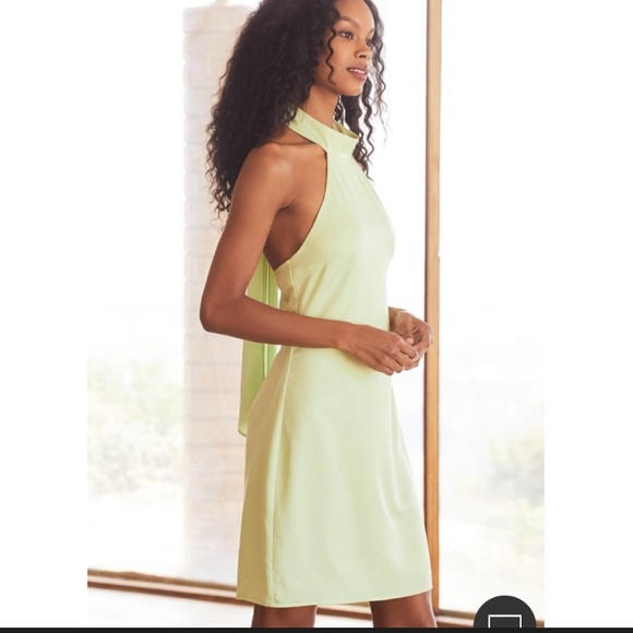 Green Satin Halter Dress NWT SOLD OUT - Picture 4 of 6